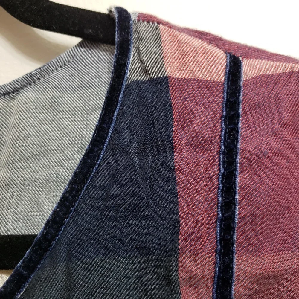 Thread & Supply Plaid Velvet Trim Peplum Top, sz M - Picture 7 of 8